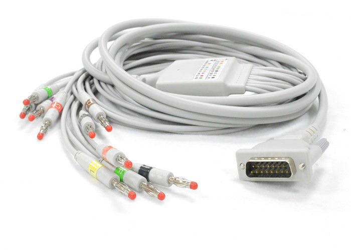 Schiller AT1 / 2 EKG Cable With Long Screw DB 15 PIN Connector 5.0mm Dia