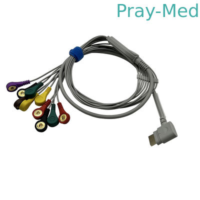 Rencare 10 Lead ECG Holter Cable Grey TPU মেটেরিয়াল স্ন্যাপ এন্ড 1.1m