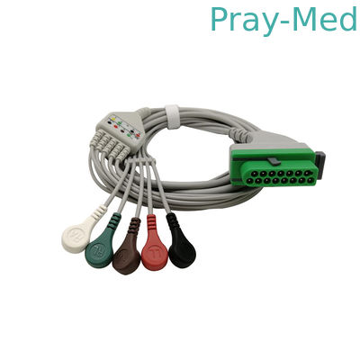 15Pin 3lead/5lead সামঞ্জস্যপূর্ণ সরাসরি সংযোগ ECG কেবল AHA 3.6m Fukuda Denshi
