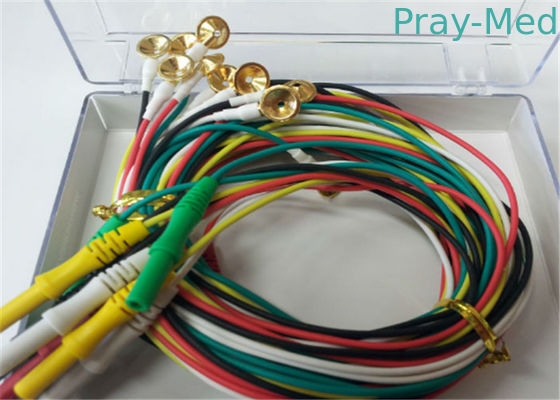 1.5m TPU EEG তারের সঙ্গে স্বর্ণের কাঁকনি কপার ইলেক্ট্রোড 2.0 মিমি সংযোগকারী