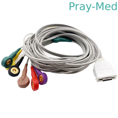 Biocare IE10 19 Pin ECG Holter Cable 10 Lead Snap Connector TPU Jacket