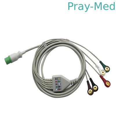 ক্লাস II MEK ডাইরেক্ট কানেক্ট 3/5 লিড 6 পিন Ecg কেবল TPU জ্যাকেট স্ন্যাপ