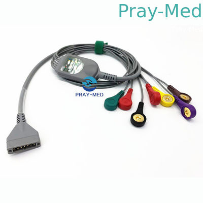 Burdick Holter Ecg Cable and leadwire 7 Leads Snap Connector 3.6m