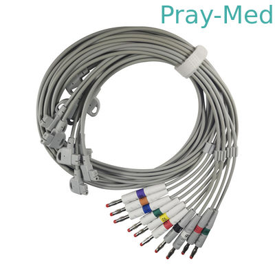 কলা 4.0 সংযোগকারী EKG কেবল 10 লিড তারের 3.6m গ্রে TPU জ্যাকেট