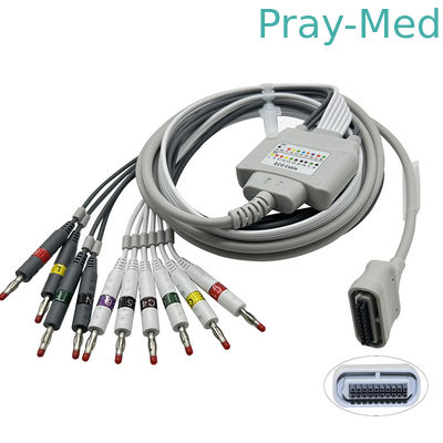 10 লিড 20পিন কলা 4.0 EKG কেবল সামঞ্জস্যপূর্ণ Edan ECG SE-1515 DX12 হোল্টার কেবল